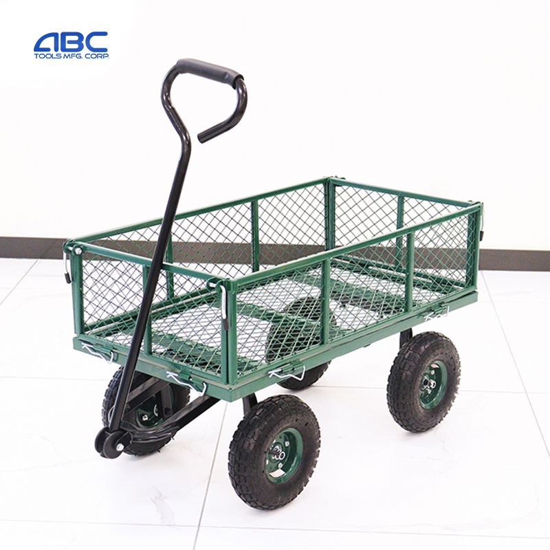 Heavy Duty Steel Mesh Garden Hand Cart Garden Tools Cart Utility Wagon Cart