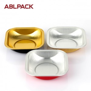 ABLPACK 90ML/ 2.9 OZ square shape aluminum food container nga adunay PET lid