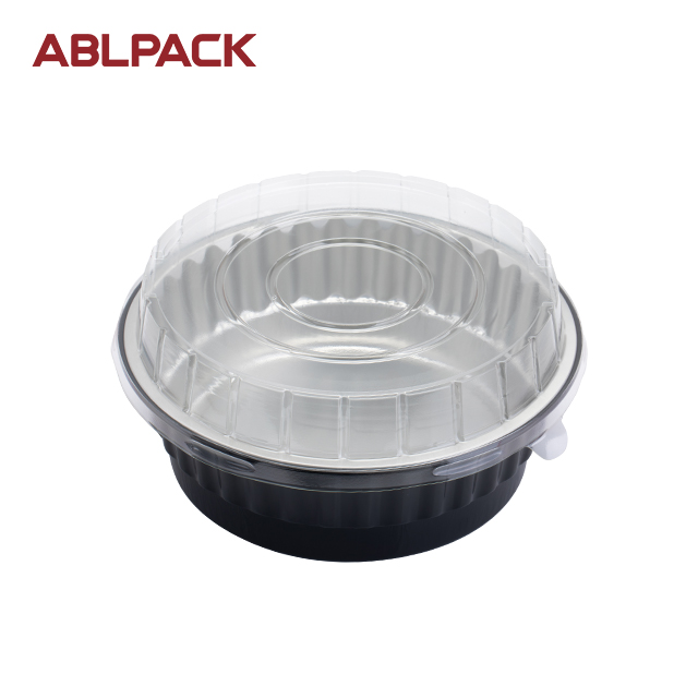 ABLPACK 1130 ML/ 37.7OZ כוסות אפייה עגולות בנייר אלומיניום עם מכסה PET