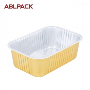 ABLPACK 1035 ML/34.5 OZ rectangular nga porma nga aluminum foil food tray nga adunay taklob sa binuhi
