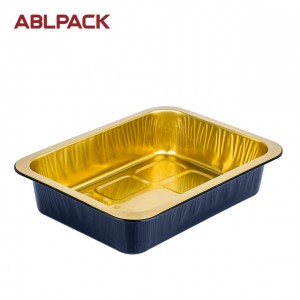ABLPACK 1200 ML/42.9 OZ 9*8 foil alumini tray ya chakula yenye mfuniko wa PET/PP