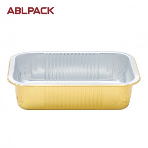 ABLPACK 750 ML/25 OZ folie de aluminiu aurie tavă pentru mâncare la pachet cu capace sigilate la cald