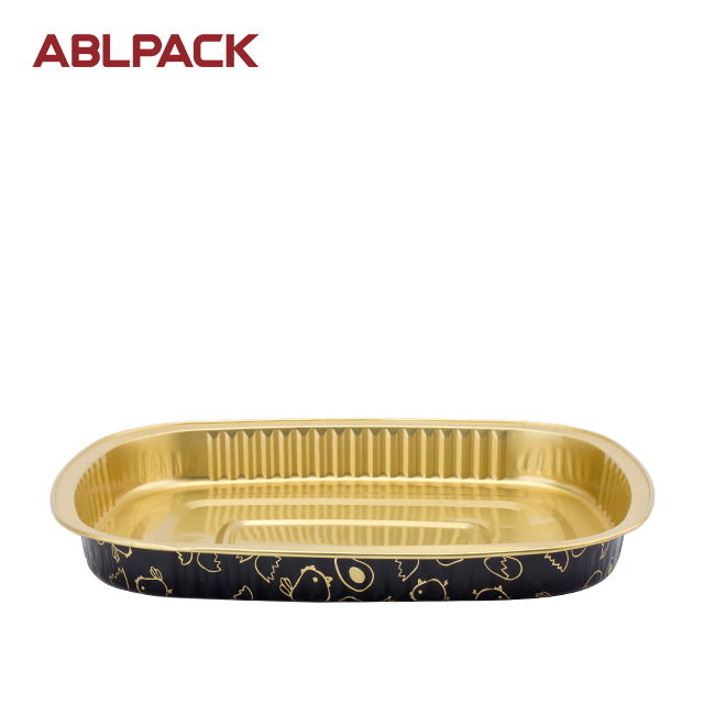 ABLPACK 850ML/28.3OZ Oval shape Ramadan use aluminum foil baking pan with PET lids