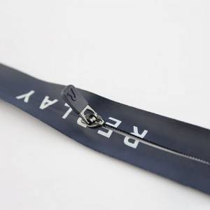 Waterproof zipper 3# nylon zip waterproof na may print text close end + semi-auto slider