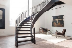 Glass Handrail Curved Staircases for House Space Saving