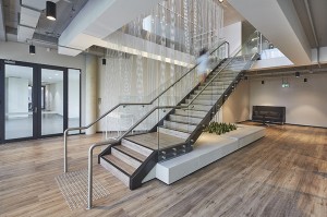 Double Beam Stainless Steel Stringer Straight Staircase
