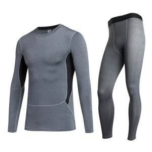 Mens Recycled Compression Workout Long Johns Long Sleeve Top Shirt Suit Base Layer 2PCS Mens Winter Warm Ultra-Soft Thermal Top & Bottom အတွင်းခံအစုံ