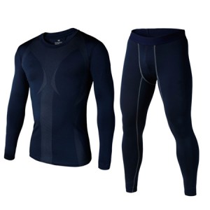 အသစ်ပြန်လည်အသုံးပြုထားသော Seamless Men's Running Thermal Underwear set Compression Tight Tracksuit Men Training Fitness Long Johns Shirts Male Gym Sports Suit