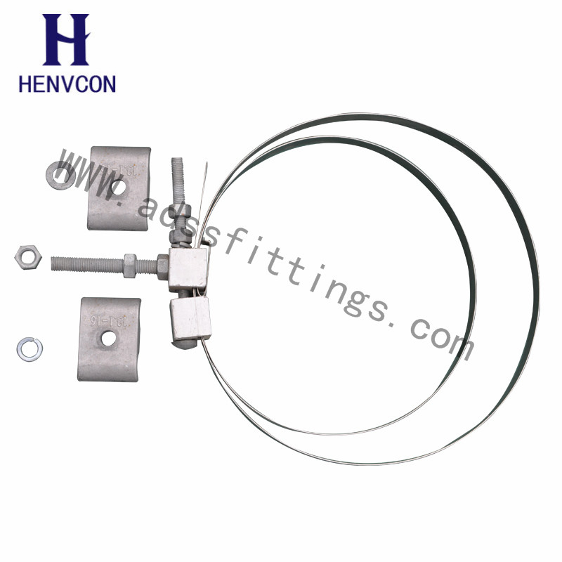 Overhead fiber optic cable fittings down lead clamp for tower/pole
