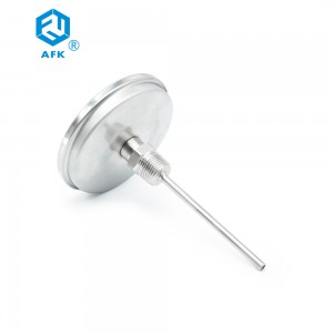 Seria AFK 4SS Bimetaliczny przemysłowy termometr z tarczą 100 stopni Celsjusza Połączenie z tyłu 1/2 ″ NPT męski