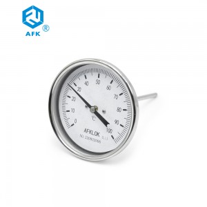 Seri AFK 4SS Bimetal Industrial Dial Type Thermometer 100 Celcius Sambungan Belakang 1/2″NPT Male