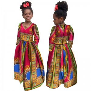 African Traditional Cotton Natural Dress For  Girl With Long Sleeve WYT61