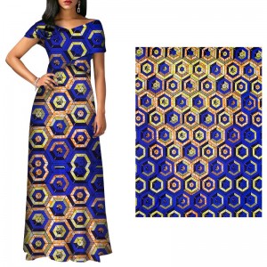African Fabric Geometric Patterns Ankara Polyester Farbic For Sewing Wax Print Fabric  FP6258