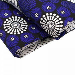 Ankara Fabric Africa Polyester Print Blue Flower  High Quality for clothes FP6343