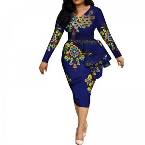 Africa Dresses for Women Print Fabric Elegant  Ruffles African Clothing WY3582