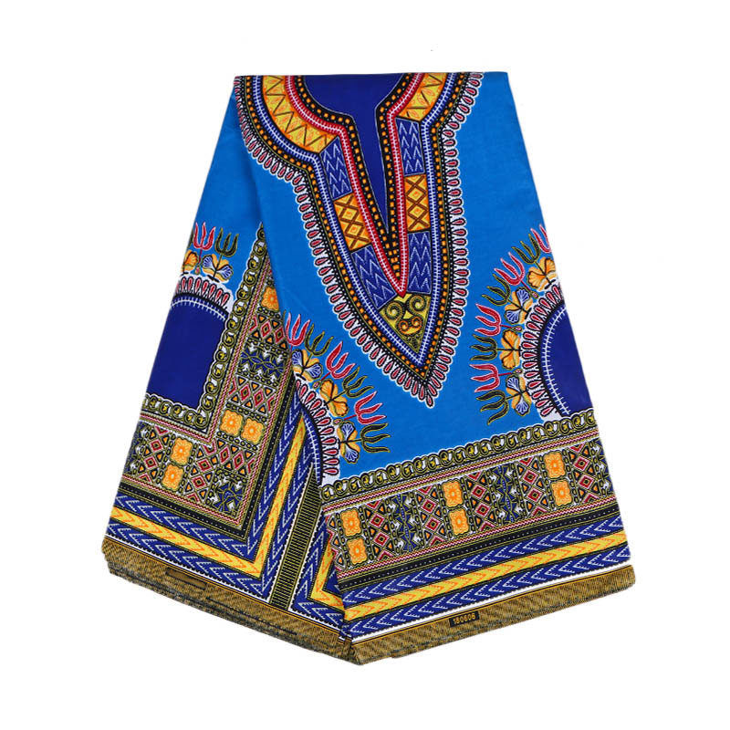 Blue Elegant African Fabric Cotton Java Dashiki Veritable Block Wax Prints Special Sewing Mexico Men’s Dresses 24FJ2016 Featured Image