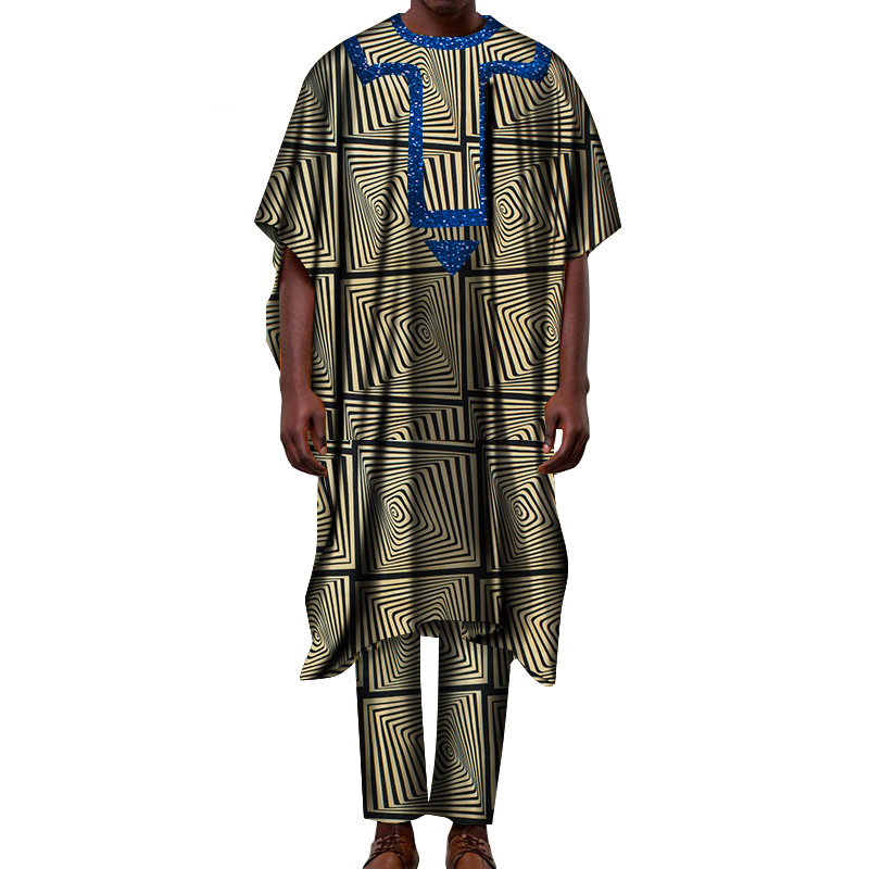 African Print Men Long robe and Pants Suits Set Traditional Clothing WYN852 Featured Image
