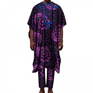 African Print Men Long robe and Pants Suits Set Traditional Clothing WYN852