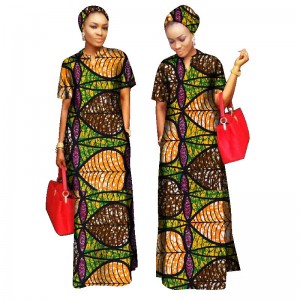2021 African Styles Clothing Women Riche Bazin Straight 100% Cotton Long Dress Maxi WY843