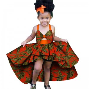 Realwax New Fashion Africa Children Clothing Dashiki Cute Girls Dresses Bazin Ruffles WYT277