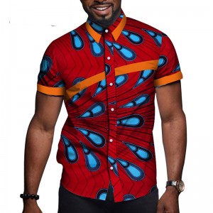African Men Clothes Bazin Riche Print Causal Party Men Short Sleeve Tops Ankara WYN714