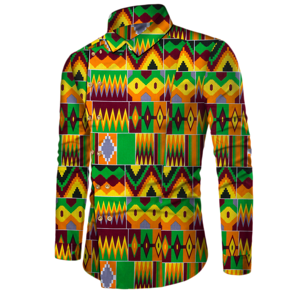 African Men Office Shirts for Ankara Dashiki Tops African Print Jacket WYN622