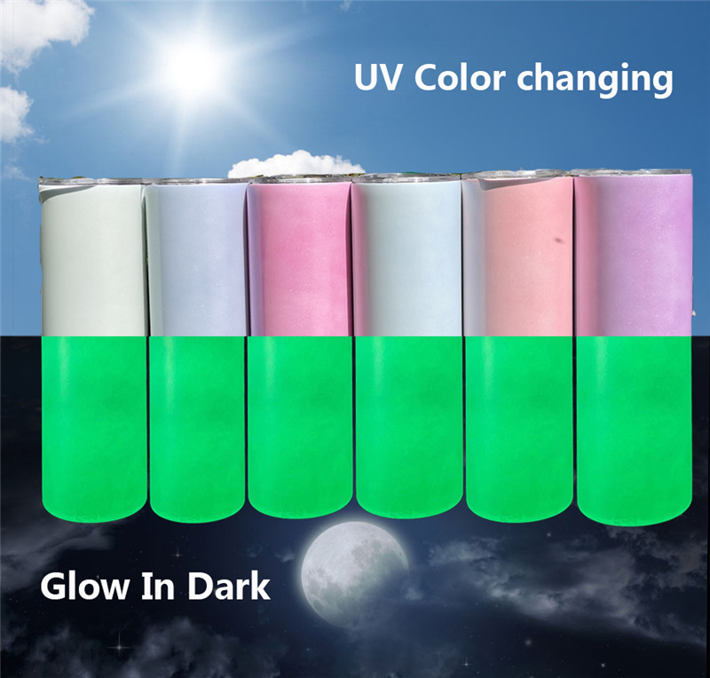 Záře ve tmě a UV měnící barvu Série Tumbler Cup Mug Bottle (9)