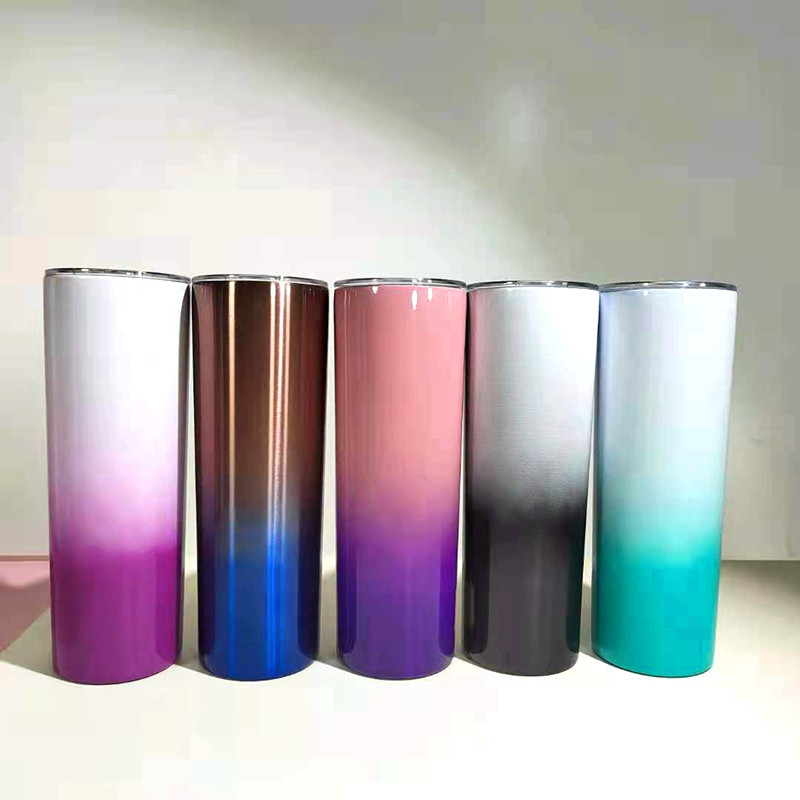 20 oz teljes egyenes gradiens színes vékony pohár duplafalú porszívó ( (3)