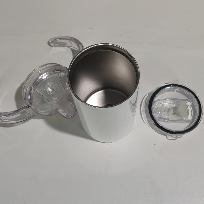 12oz nerūdijančio plieno tiesus baltas Sublimaciniai ruošiniai Sippy Cup stiklinė su dviem dangteliais 02