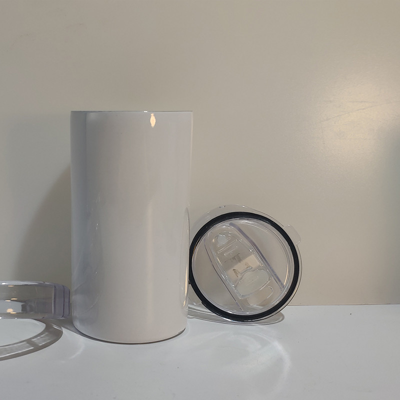 12oz nehrđajući čelik ravne bijele Sublimacijske praznine Sippy Cup čaša s dva poklopca 01