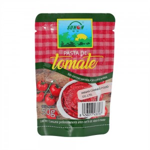Pes tomato atau sos dalam uncang rata (uncang bantal)