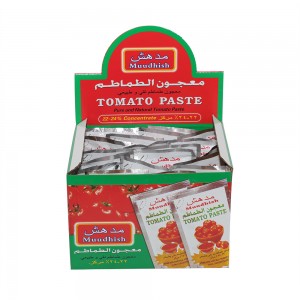 Tomatpuré eller saus i stående poser (doypack)