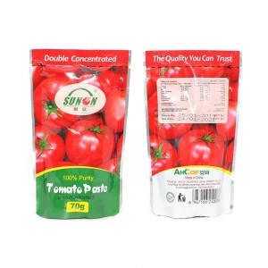 Pes tomato atau sos dalam uncang berdiri (doypack)