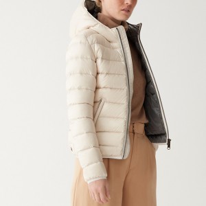 Custom Full Zip Waterproof Women's Goose Down Hooded Jacket