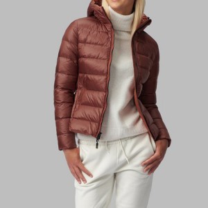Womens Quilted Down Jacket With Hood Custom Cotton Padded Coat