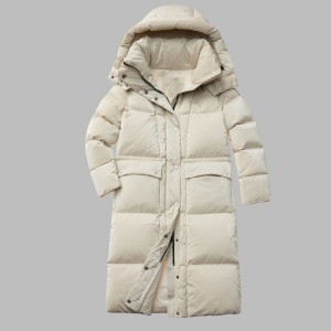 Womens Extra Long Cotton Padded Down Puffer Jacket With Hood OEM Custom
