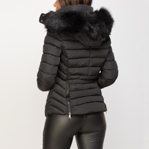 Factory Custom Women's Duck Down Quilted Jacket with Fur Hood
