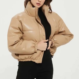 គុណភាពខ្ពស់ Lady Short Bubble Coat Custom Cotton Padded Down Puffer Jacket Women