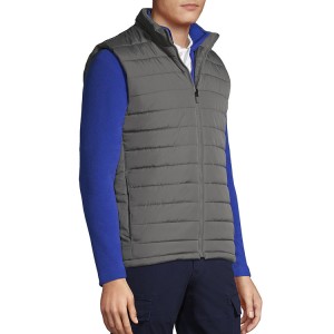 Logo Tersuai Packable Lightweight Stand-Up Collar Down Jacket Vest Lelaki