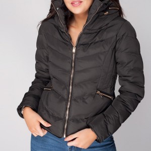 Slim Fit Cotton Padded Coat Lady Down Jacket With Hood Custom