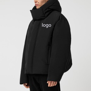 ODM Puffer Машки палто со качулка Зимска памучна јакна со висока јака