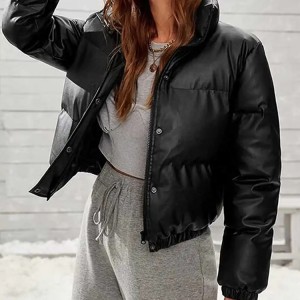 Waterproof Winter Cotton Down Puffer Cropped Jacket Womens Custom