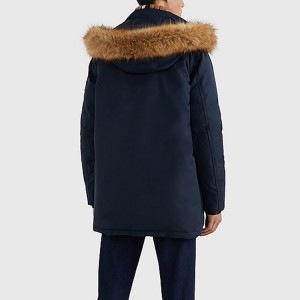 Xhaketë pambuku për meshkuj me kapuç leshi të lëvizshëm për dimër