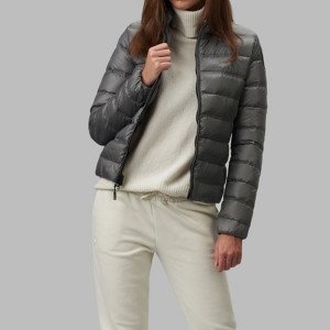 เสื้อแจ็คเก็ตผู้หญิงแบบซิปคู่ โรงงาน OEM Custom