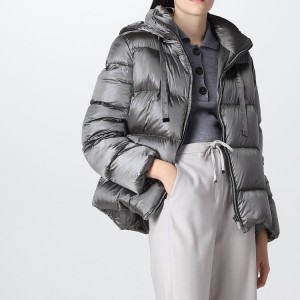 High Quality Custom Hooded Puffer Coat Down Filled Jacket Womens Fashion
