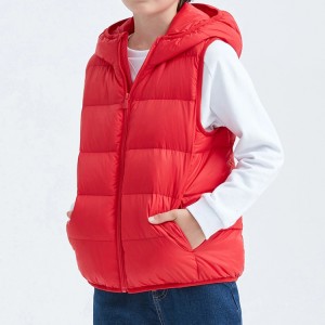Girls Boys Puffer Vest Hooded Coat Warm Winter Sleeveless Kids Jacket Custom