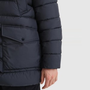 Chaqueta acolchada de algodón para homes de inverno Abrigo de plumón con capucha extraíble personalizada