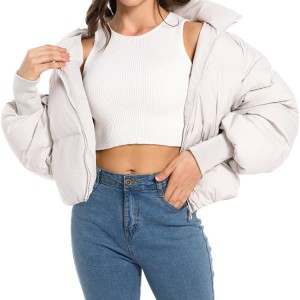 Factory Custom Women's Short Puffy Cotton e Tlatsitseng Bubble Jacket Coat Winter Wear