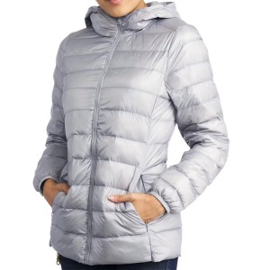 Custom Ultra Light Waterproof Packable Hood Quilted Down Jacket Womens