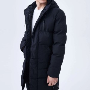 Cotton Padded Coat Custom Long Puffy Down Jackets With Hood Para sa Mga Lalaki